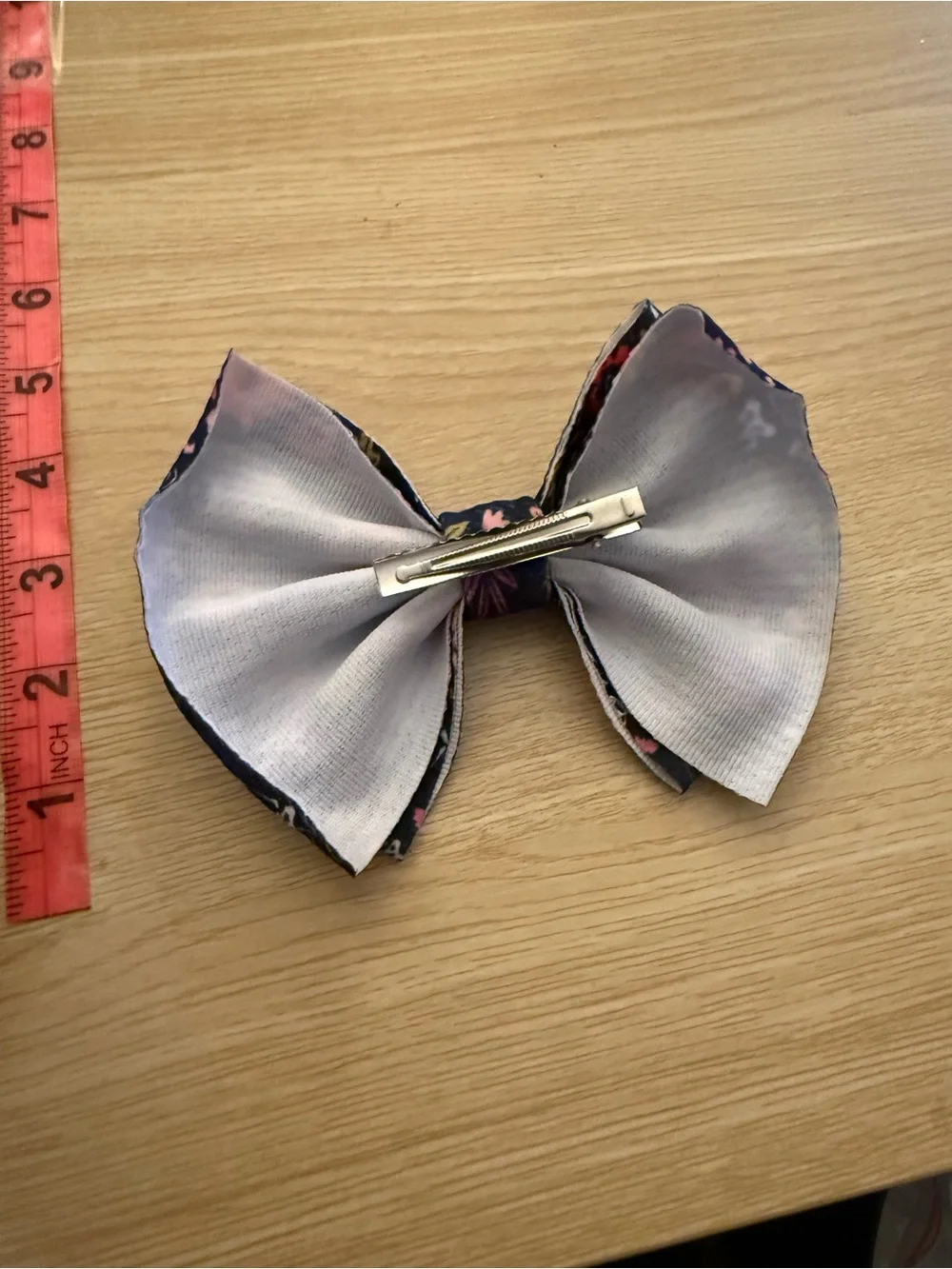 Day of the Dead Theme Navy Floral Skull Bow Hair Clip